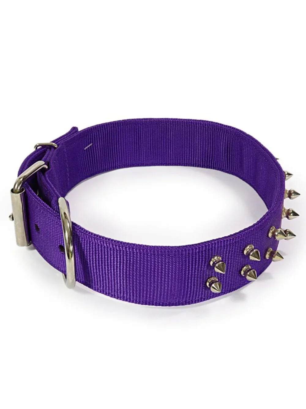 Valhoma Spiked Dog Collar Double Layer Nylon Silver Spikes Purple Large 22